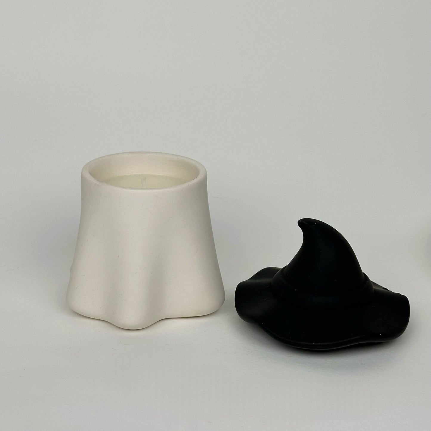 Handmade Black & White Ghost-Witch Scented Candle