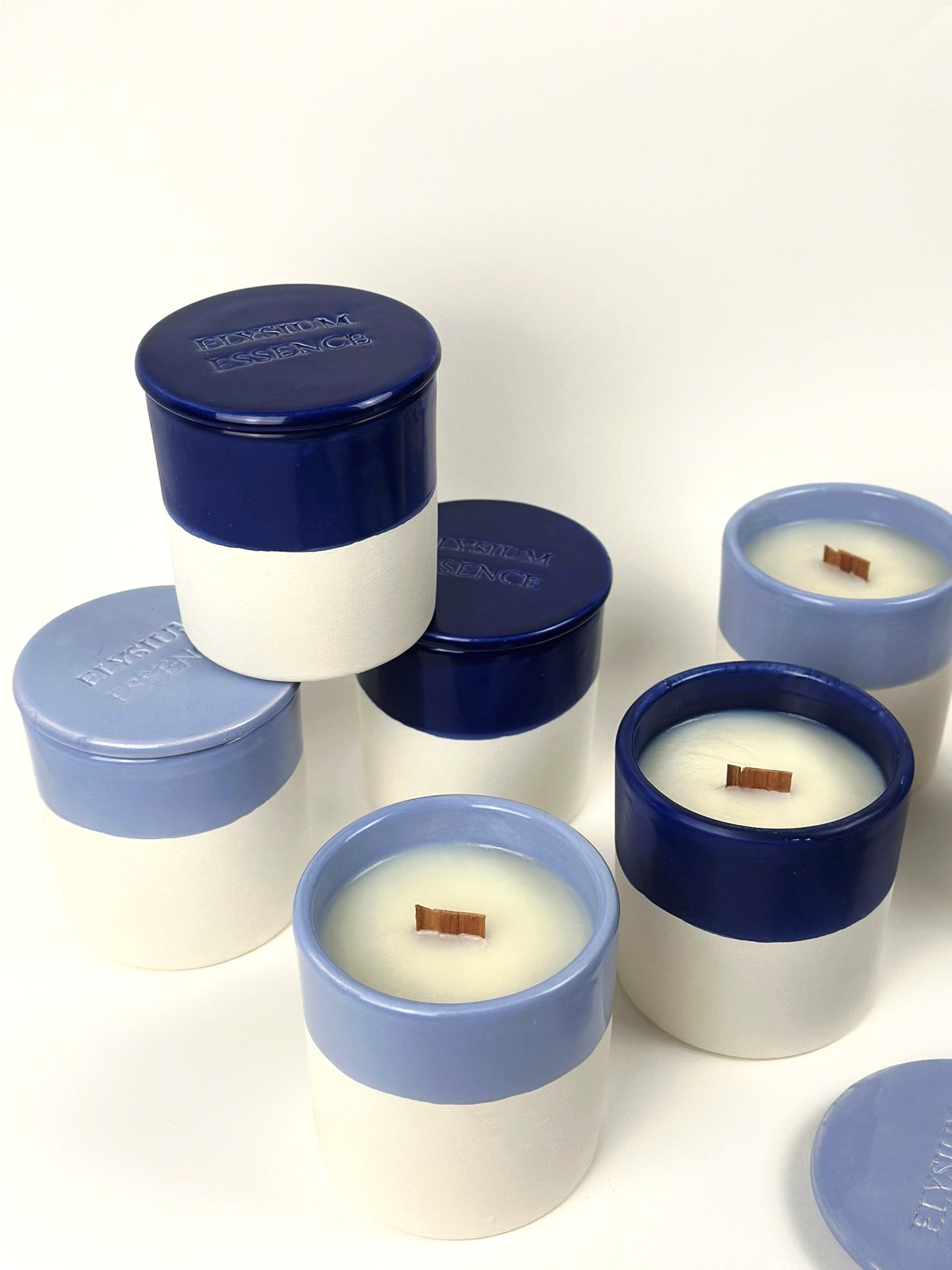 "Sunset in Oia" Ceramic Candle 250g - Blue & White Decorative Scented Candle