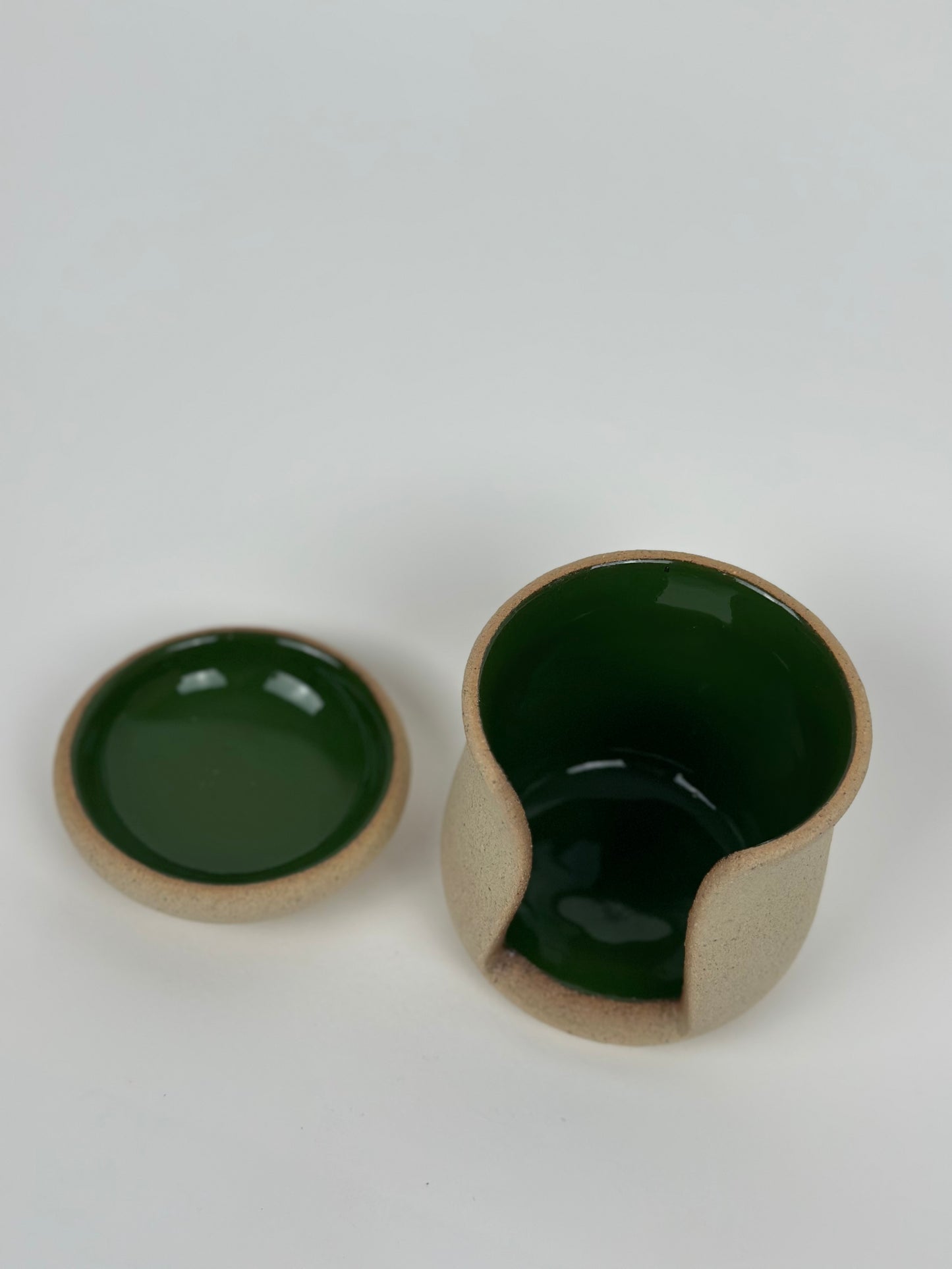 Handmade Ceramic Green & Beige Wax Burner