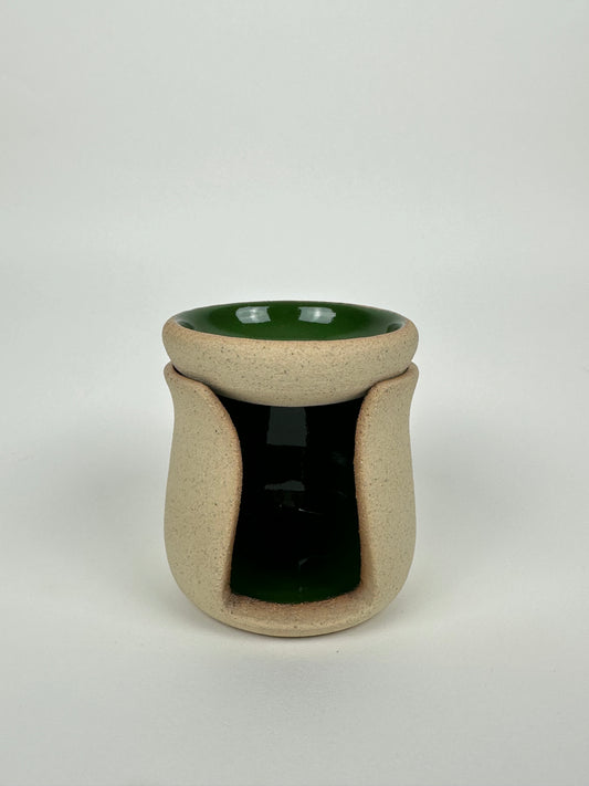 Handmade Ceramic Green & Beige Wax Burner
