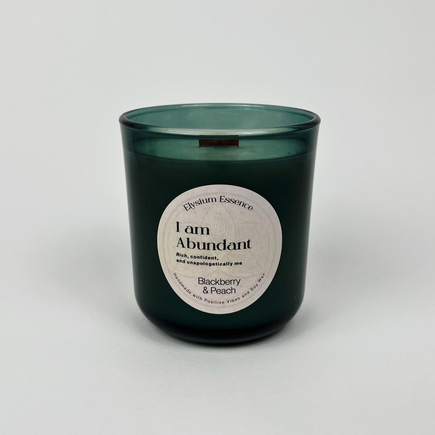 “I Am Abundant” Affirmation Scented Soy Candle – Blackberry & Peach Scent, 200g
