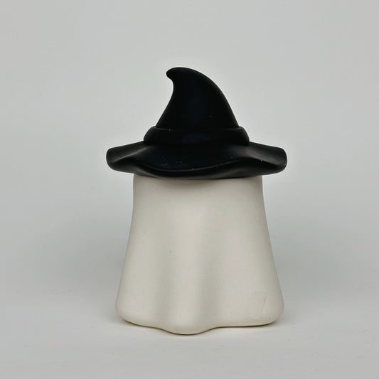 Handmade Black & White Ghost-Witch Scented Candle
