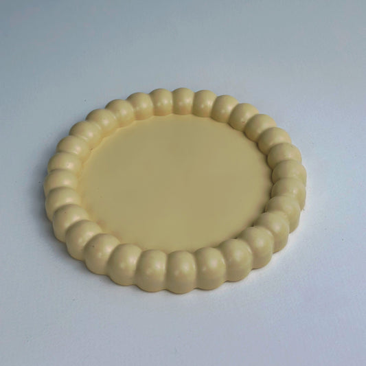 Handmade White Jesmonite Decorative Tray – Yellow Colour