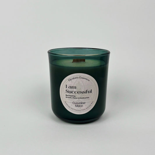 “I Am Successful” Affirmation Scented Soy Candle – Cucumber Melon Scent, 200g