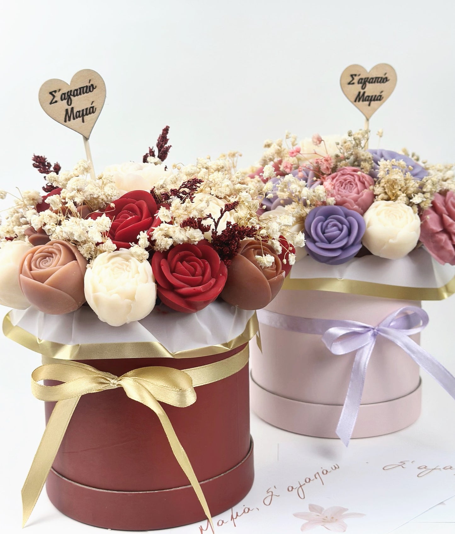 Red, Brown, White Candle Bouquet