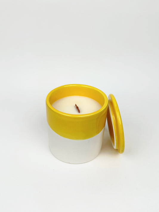Handmade Yellow Ceramic Citronella Candle