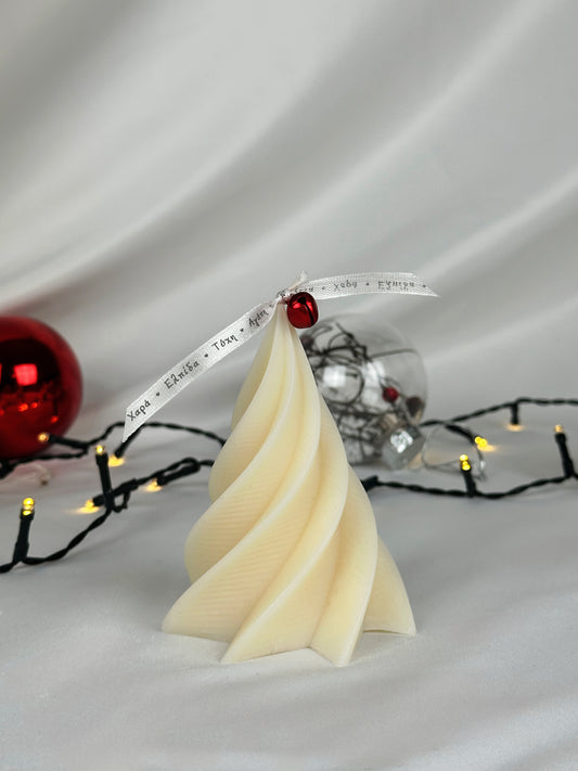 White Spiral Fir Tree Candle