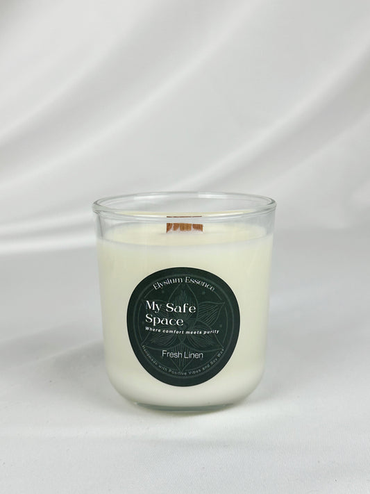 'My Safe Space' Soy Candle - Fresh Linen Scent 200g Container Candle