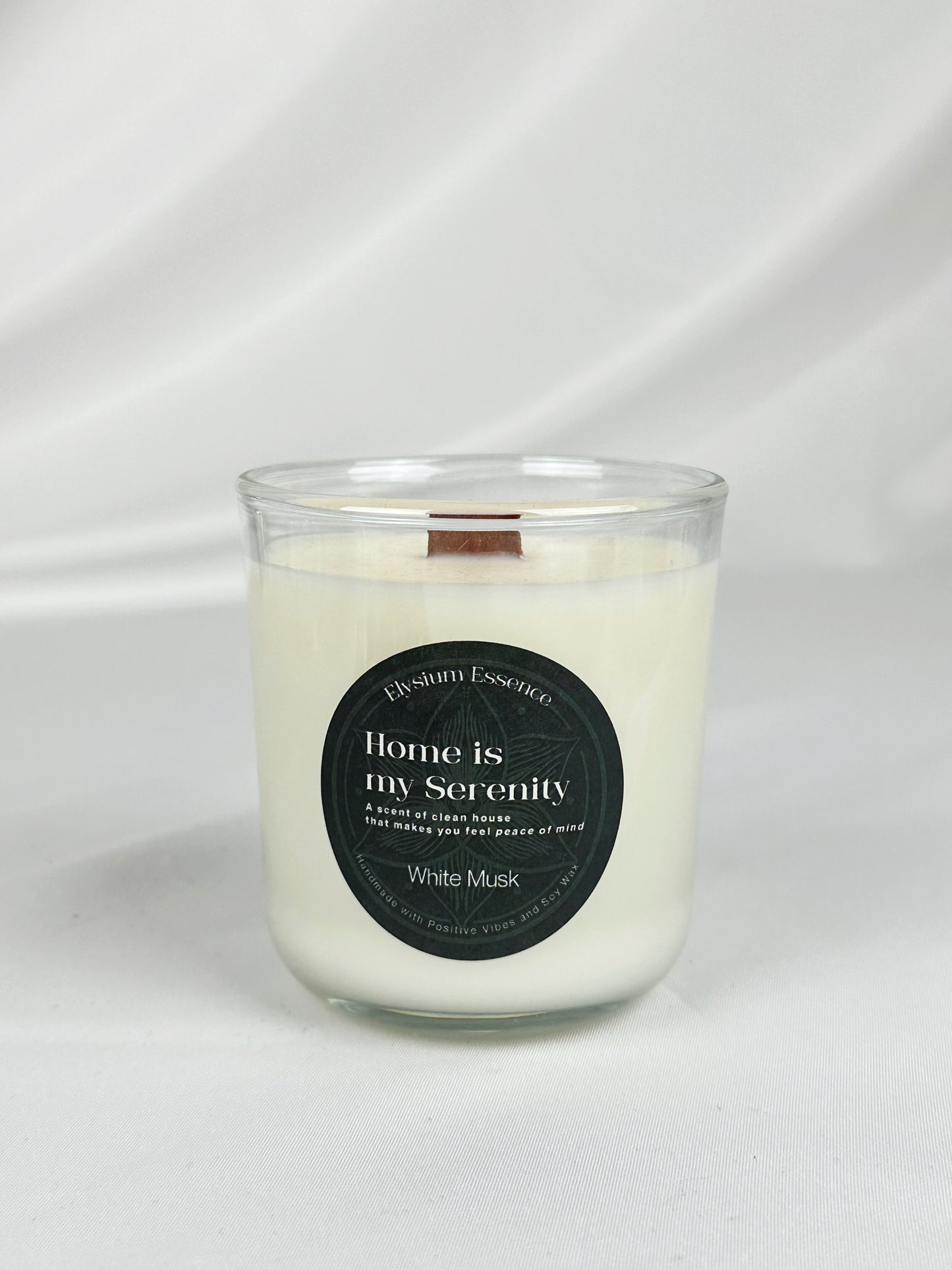 'Home is my Serenity' Soy Candle - White Musk Scent 200g Container Candle