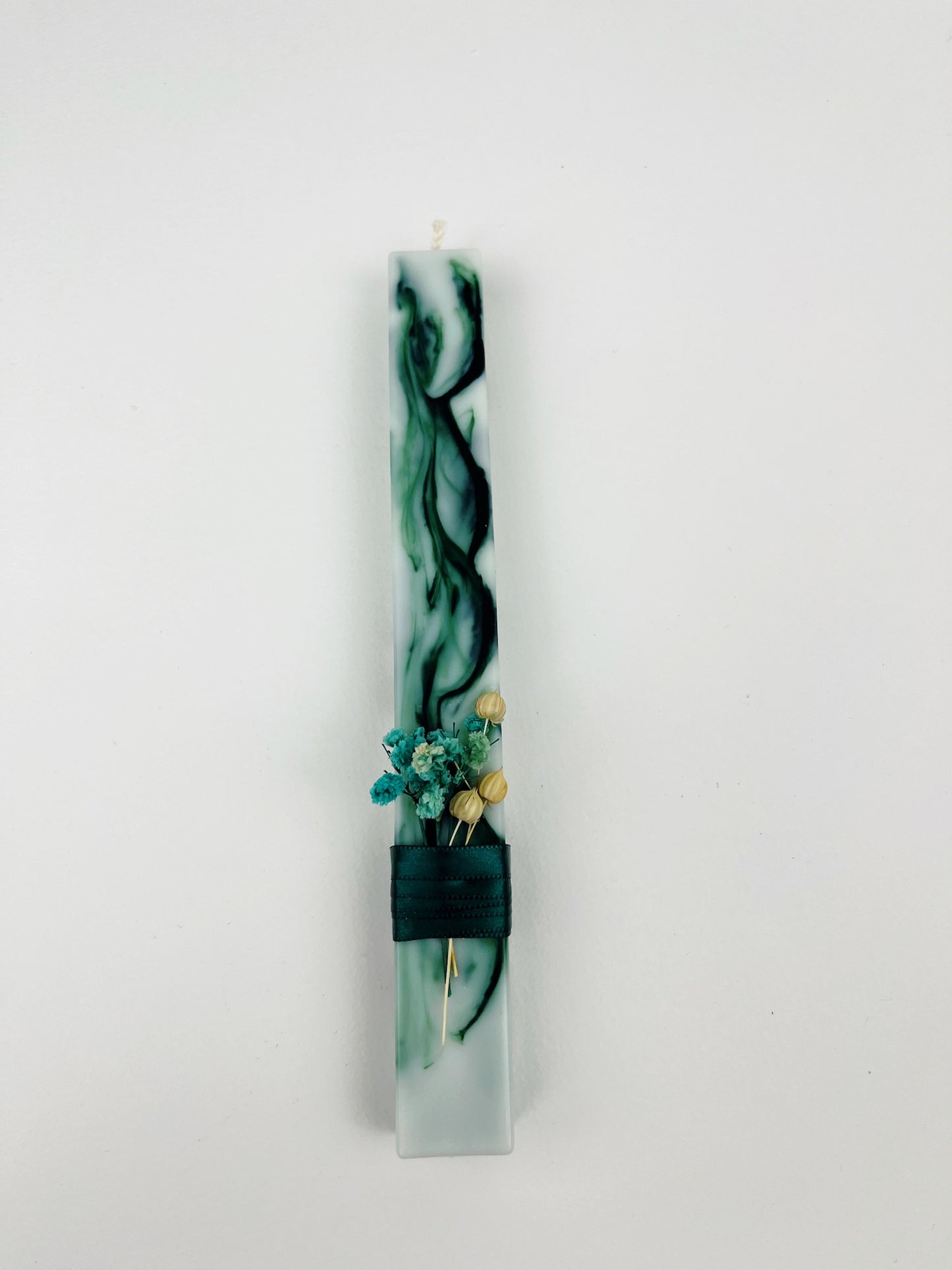 Dark Green Marble Easter Candle