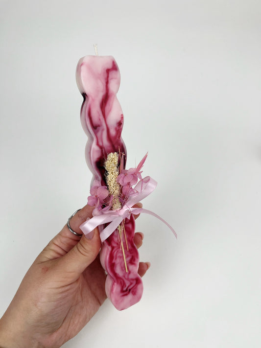 Curvy Pink Marble Candle