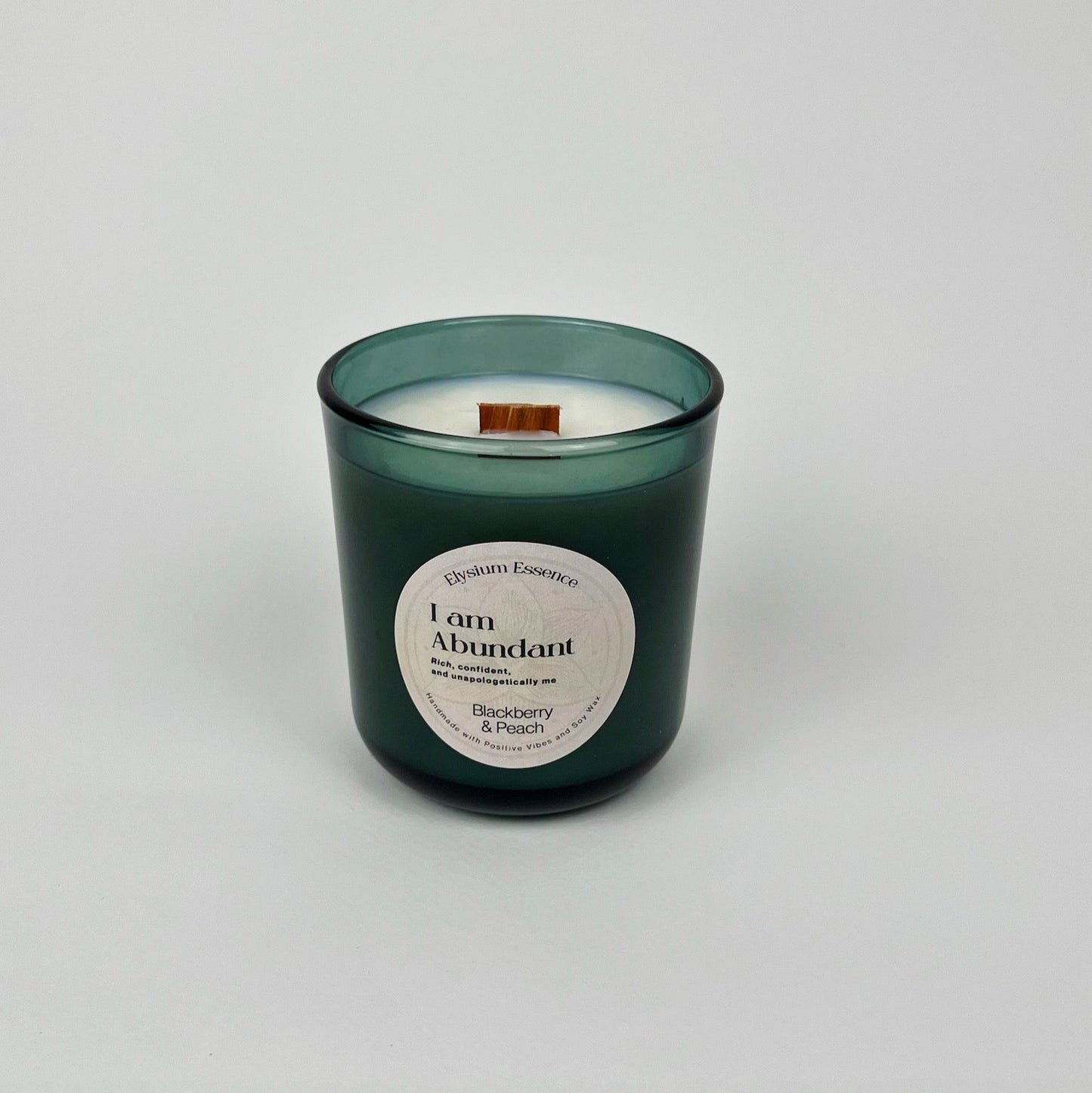 “I Am Abundant” Affirmation Scented Soy Candle – Blackberry & Peach Scent, 200g