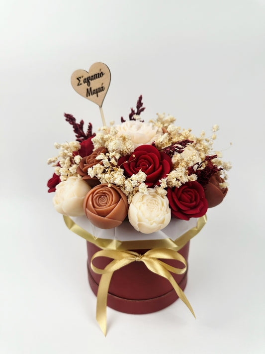 Red, Brown, White Candle Bouquet