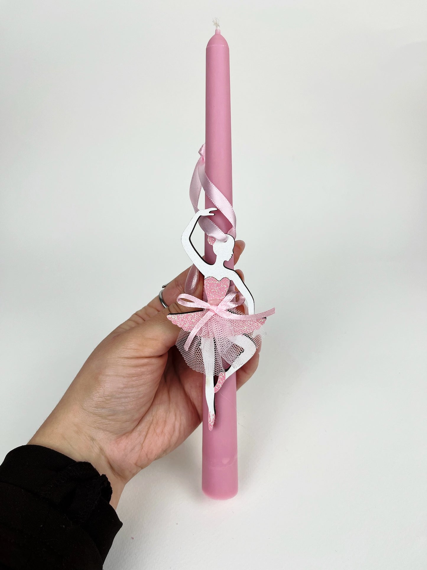 Pink Easter Candle with Ballerina Decoration