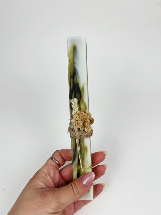 Light Green Marble Square Easter Candle