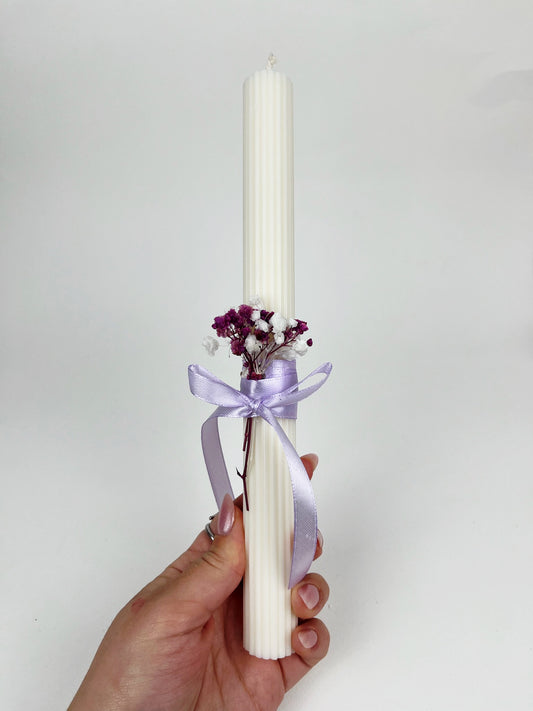 Elegant Ribbed Easter Candle