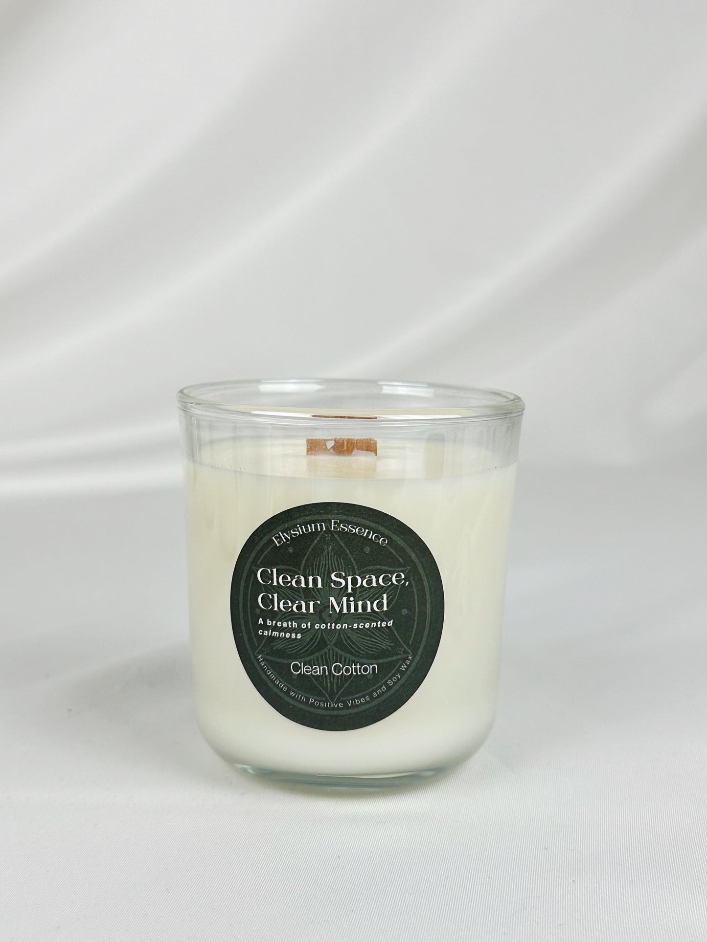 'Clean Space, Clear Mind' Soy Candle - Clean Cotton Scent 200g Container Candle