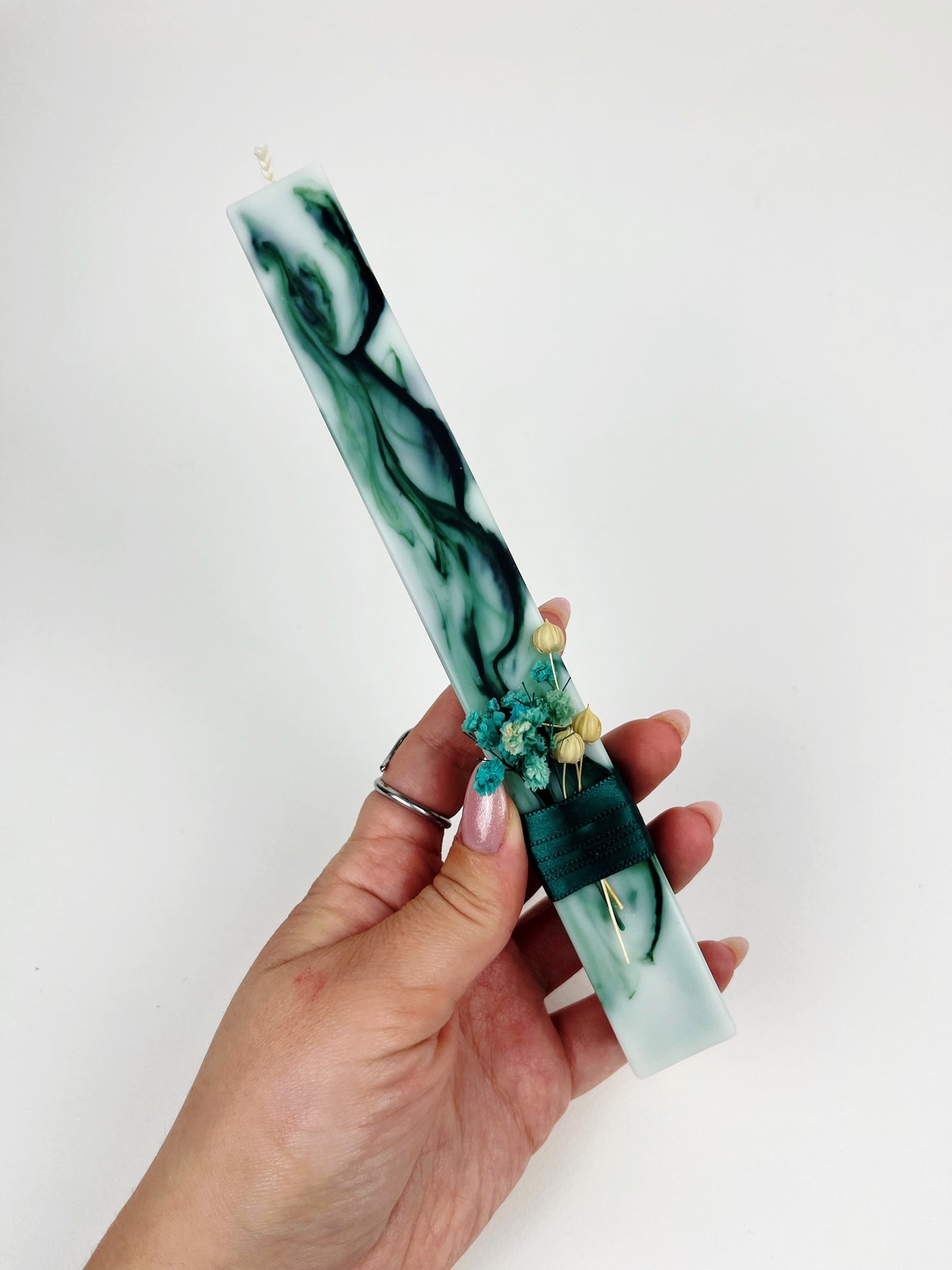 Dark Green Marble Easter Candle