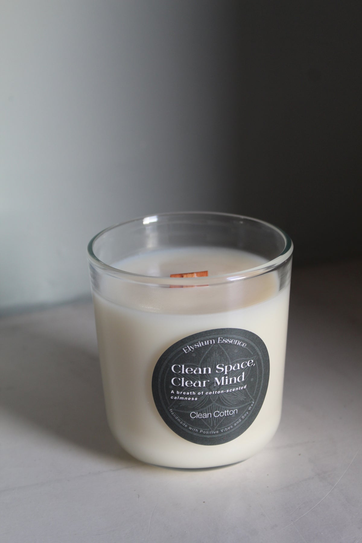 'Clean Space, Clear Mind' - Clean Cotton Soy Candle 200g