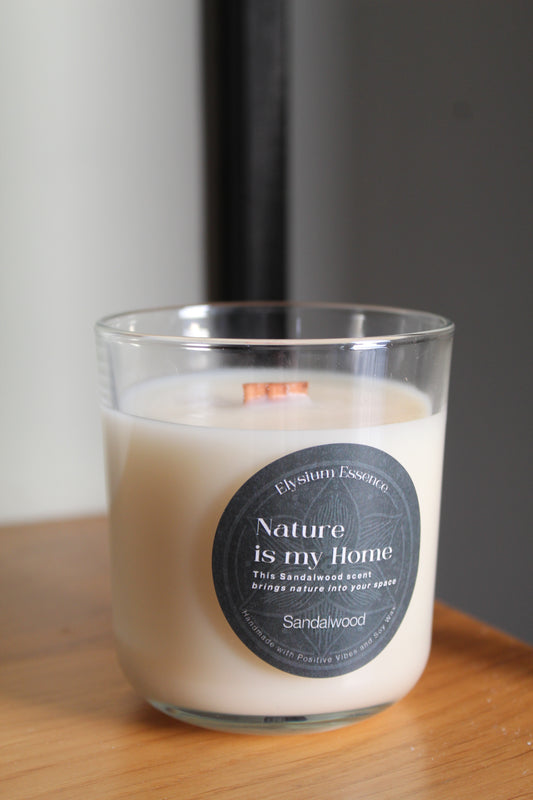 'Nature is my Home' Soy Candle - Sandalwood Scent 200g